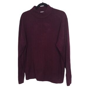 Geoffrey Beene Burgundy Ribbed Knit Mock Neck Sweater